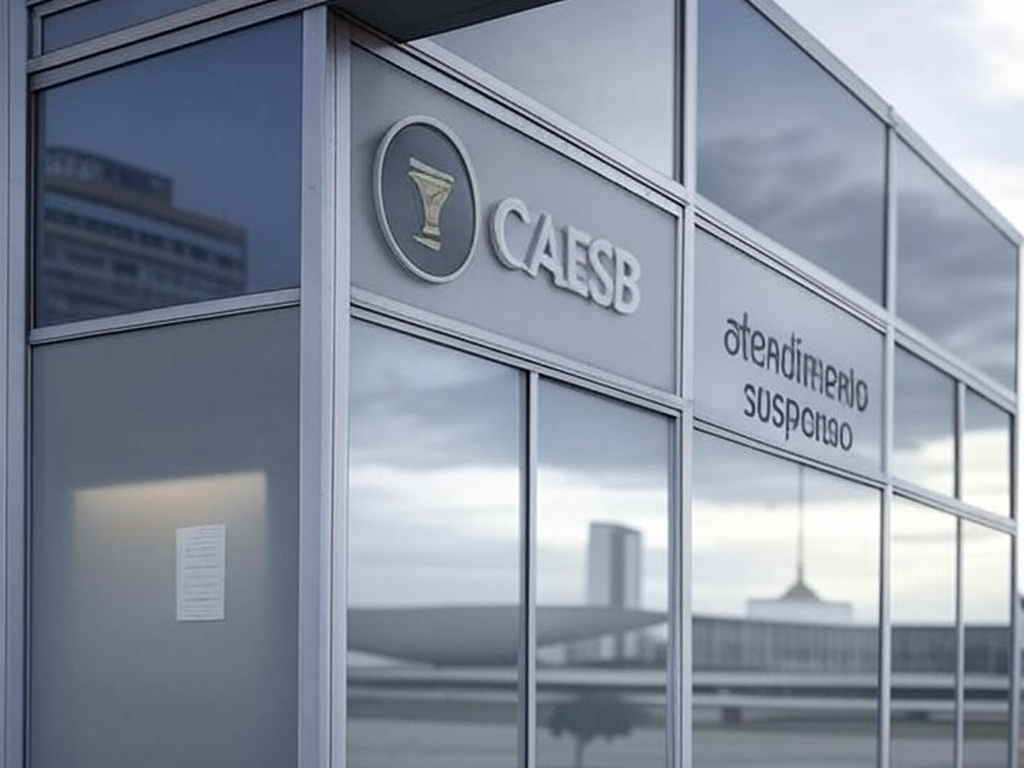 Agência da Caesb fechada no Ano Novo em Brasília, causando transtornos a consumidores.