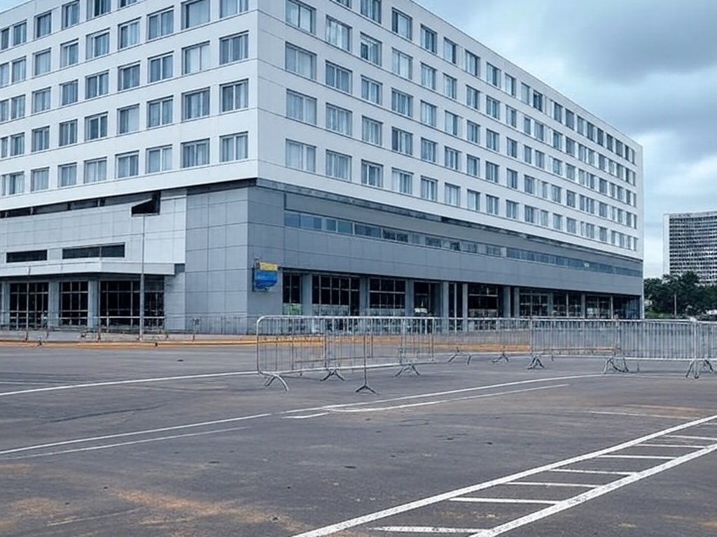 Sinalizações de quarentena confusas em frente ao Ministério da Saúde em Brasília, expondo brechas na saúde pública.