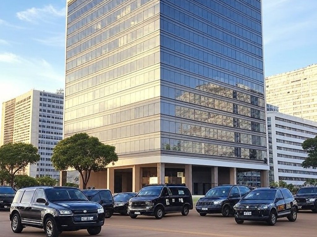 Edifício da Polícia Federal em Brasília com viaturas estacionadas, representando retorno à custódia após negação de prisão domiciliar.