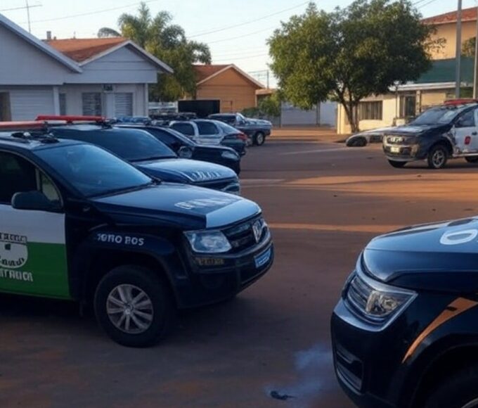 Viaturas da PMDF e BOPE em rua de Ceilândia após detonação controlada de granada.