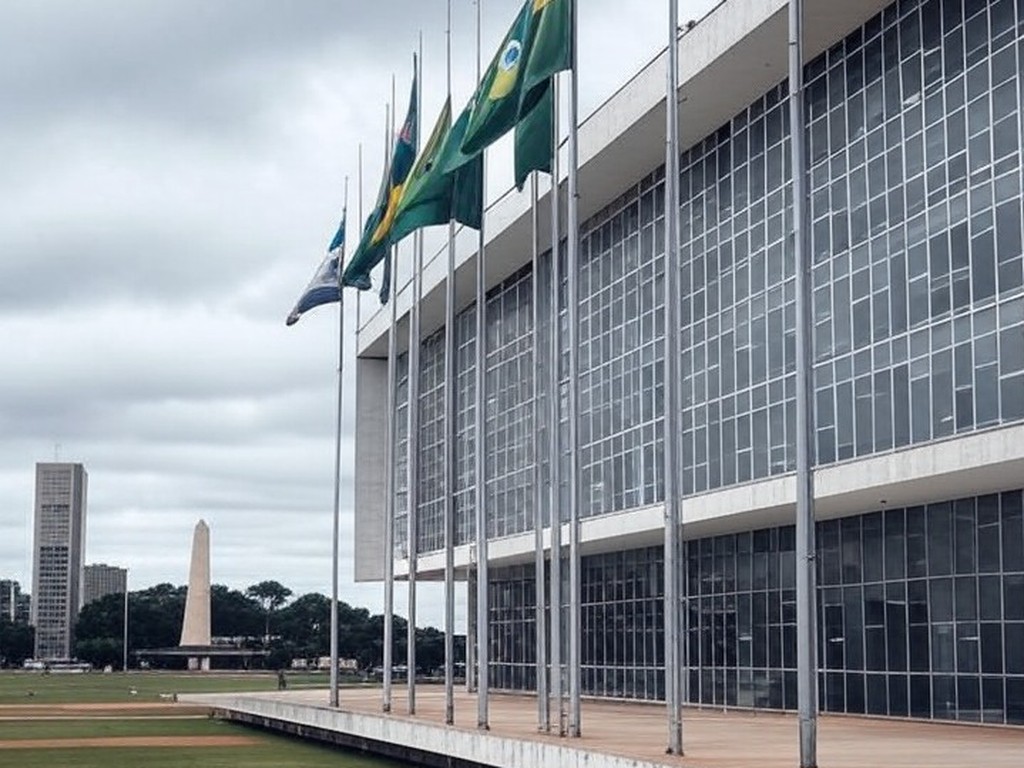 Fachada da CLDF em Brasília com ruas vazias simbolizando crises econômicas e anúncio de concurso fotográfico.