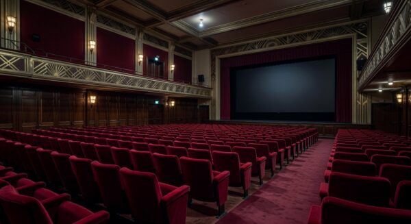 Sala de cinema vazia em São Paulo simbolizando luto pela morte de Robert Duvall, astro de O Poderoso Chefão e vencedor do Oscar.