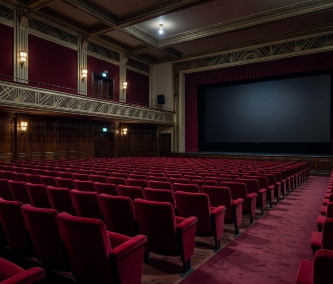 Sala de cinema vazia em São Paulo simbolizando luto pela morte de Robert Duvall, astro de O Poderoso Chefão e vencedor do Oscar.