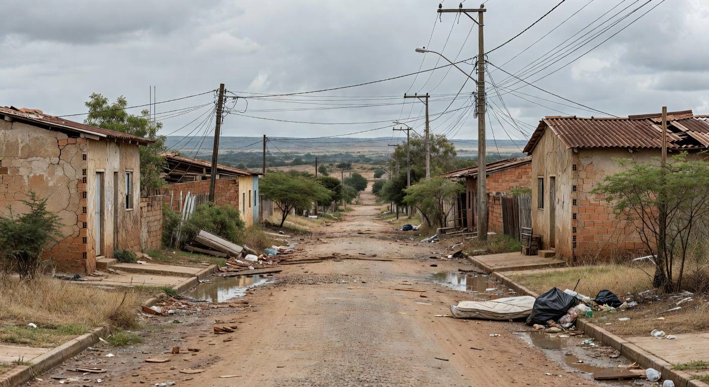 Prédio da CLDF em Brasília contrastando com favela, representando homenagem a campanha católica em meio a crise habitacional no DF.