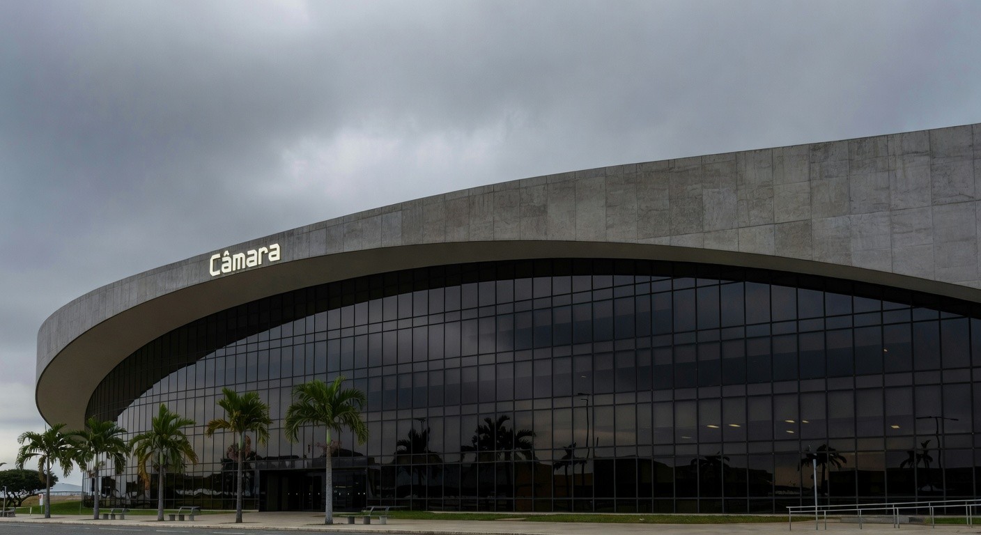 Fachada da CLDF em Brasília sob céu nublado, representando críticas à falta de transparência no título honorário ao Ministro Caputo Bastos.