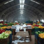 Fachada da Câmara Legislativa do DF com documentos financeiros, representando aprovação de crédito sem transparência para Ceasa.