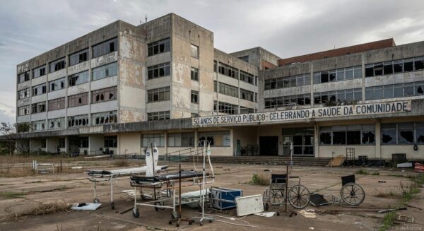 Edifício da CLDF em Brasília com faixas de celebração do sindicato de enfermeiros em meio a crise na saúde do DF.