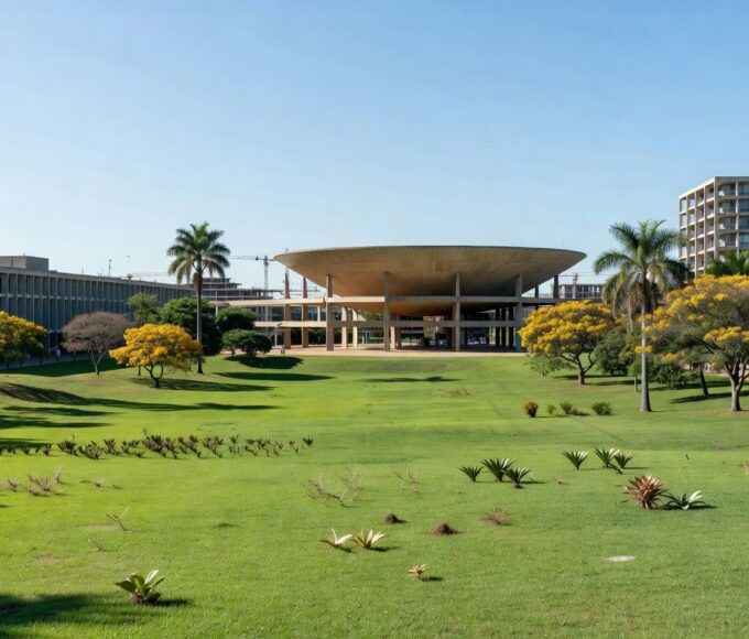 Campus universitário moderno em Brasília, representando crescimento de matrículas na UnDF.
