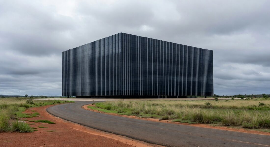 Sede da Caesb em Brasília com bandeiras a meio mastro, representando luto pela morte repentina de advogado.