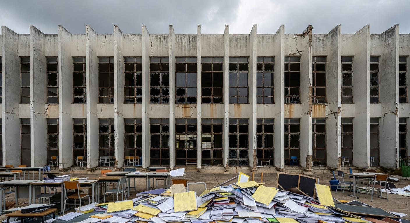 Sala de aula deteriorada em escola pública de Brasília, representando crise no EducaDF e debate na Câmara Legislativa sobre falhas na educação.