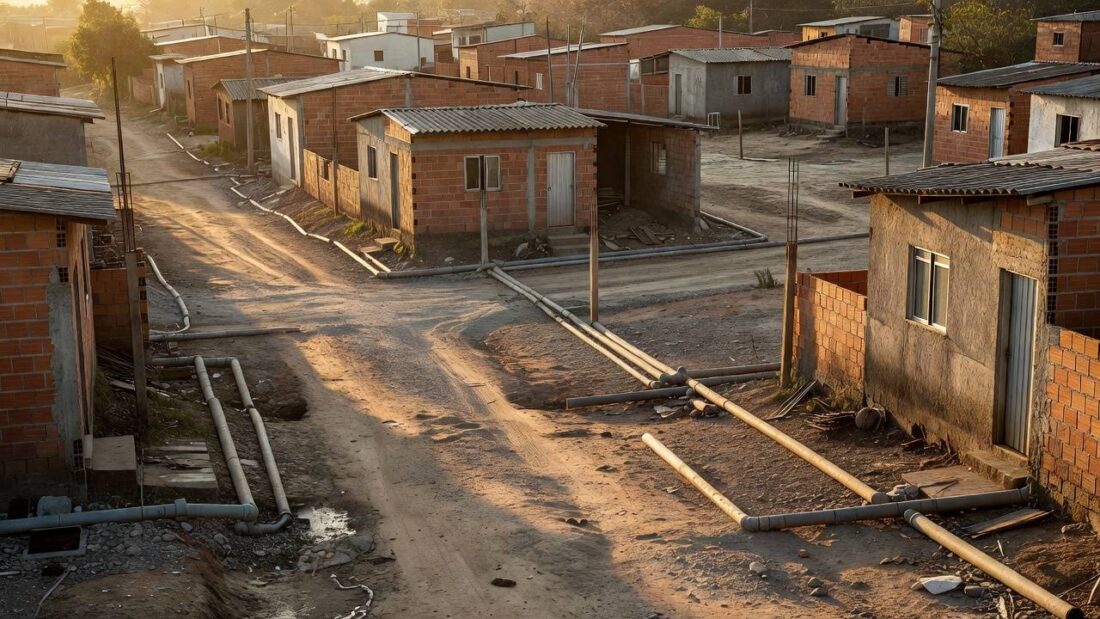 Área residencial em Ceilândia com casas modestas do Projeto Golfinho da Caesb