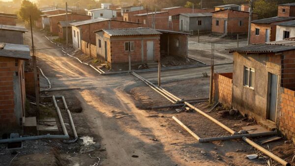Área residencial em Ceilândia com casas modestas do Projeto Golfinho da Caesb