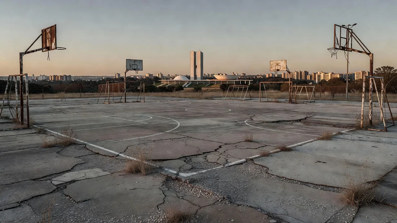 Fachada da Câmara Legislativa do DF com quadra de surdodesporto