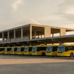 Ônibus urbano brasileiro vazio representando passe livre para estudantes aprovado pela Câmara
