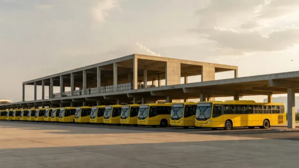 Ônibus urbano brasileiro vazio representando passe livre para estudantes aprovado pela Câmara