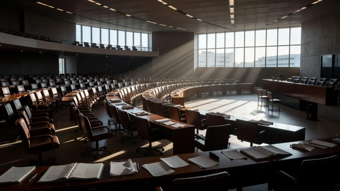 Plenário vazio da Câmara Legislativa do DF representando falha na fiscalização