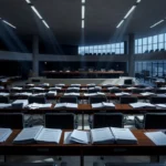 Congresso Nacional em Brasília com documentos sobre equilíbrio fiscal do DF