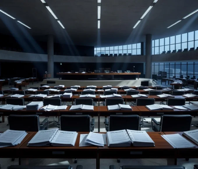 Congresso Nacional em Brasília com documentos sobre equilíbrio fiscal do DF