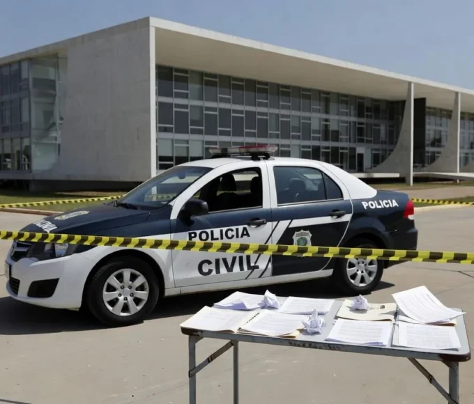 Viatura da Polícia Civil em operação contra agiotas no Distrito Federal