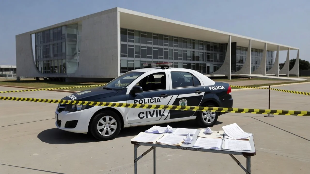 Viatura da Polícia Civil em operação contra agiotas no Distrito Federal