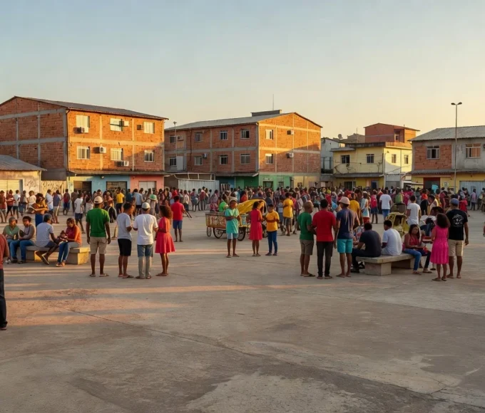 Multidão na Praça do Trabalhador em Ceilândia durante evento