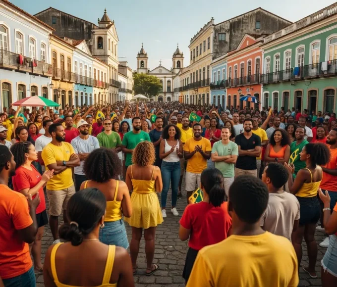 Multidão reunida na Praça Padre Roque em apoio a Hermeto e Rafael Prudente