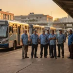 Campanha do PT em Ceilândia com rodoviários em terminal de ônibus urbano