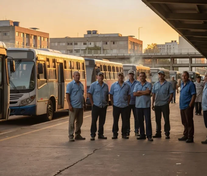 Campanha do PT em Ceilândia com rodoviários em terminal de ônibus urbano