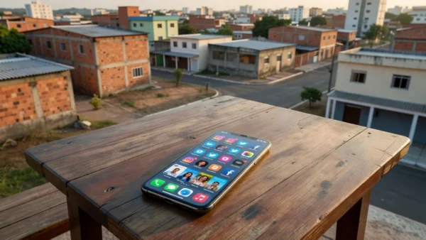 Smartphone com perfis de redes sociais em Ceilândia, representando denunciação caluniosa