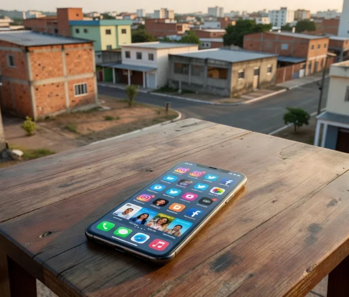 Smartphone com perfis de redes sociais em Ceilândia, representando denunciação caluniosa